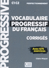 VOCABULAIRE PROGRESSIF DU FRANAIS - CORRIGES - NIVEAU PERFECTIONNEMENT - NOUVELLE COUVERTURE