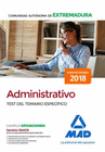 ADMINISTRATIVO DE LA COMUNIDAD AUTNOMA DE EXTREMADURA. TEST DEL TEMARIO ESPECFICO