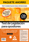 PAQUETE AHORRO TEST DE LEGISLACIN PARA OPOSITORES. AHORRA 101,50  (INCLUYE TEST COMENTADOS PARA OPOSICIONES DE LA CONSTITUCIN ESPAOLA; TEST COMENT