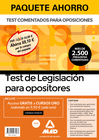 PAQUETE AHORRO TEST DE LEGISLACI�N PARA OPOSITORES. AHORRA 101,50 � (INCLUYE TEST COMENTADOS PARA OPOSICIONES DE LA CONSTITUCI�N ESPA�OLA; TEST COMENT