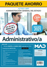 PAQUETE AHORRO ADMINISTRATIVO DEL ESTADO (ACCESO LIBRE). AHORRA 96  (INCLUYE TEMARIOS 1, 2, 3, 4 Y 5; TEST Y SUPUESTOS PRCTICOS; SIMULACROS DE EXAME