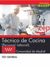TCNICO DE COCINA (PERSONAL LABORAL). COMUNIDAD DE MADRID. TEST GENERAL